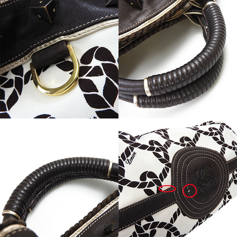 LOEWE Handbag Leather, Canvas Dark brown anagram Nappa Aire Women Used Authentic