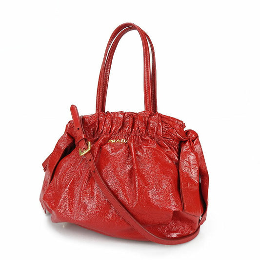 PRADA Handbag enamel Red Women Used Authentic