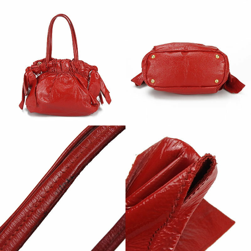 PRADA Handbag enamel Red Women Used Authentic