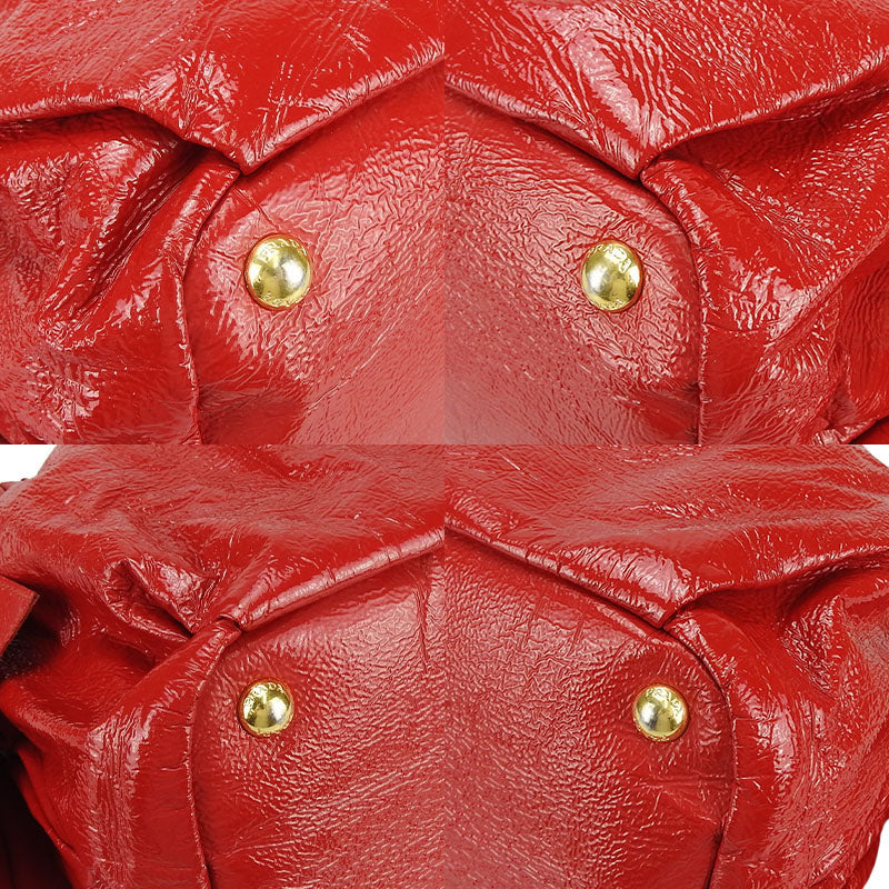PRADA Handbag enamel Red Women Used Authentic