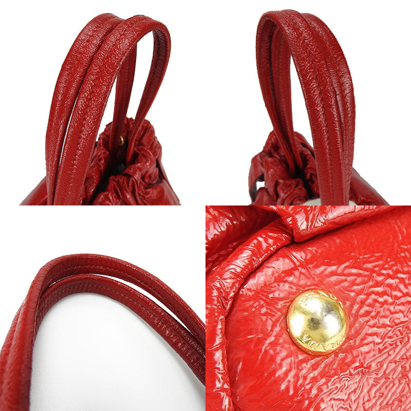 PRADA Handbag enamel Red Women Used Authentic