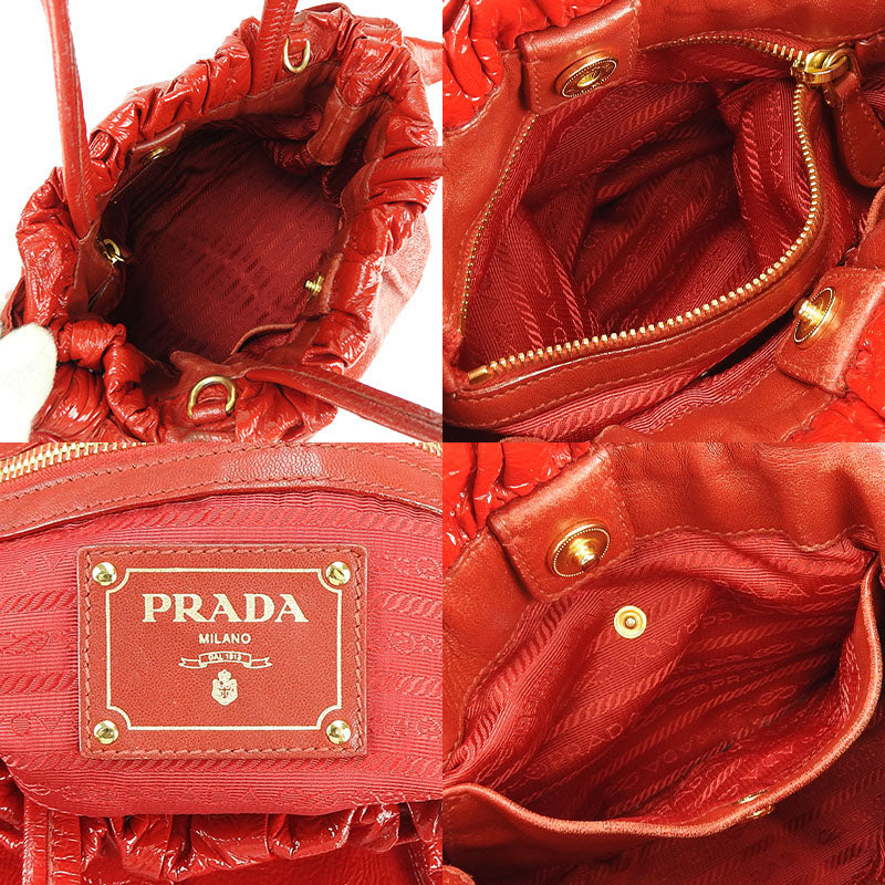 PRADA Handbag enamel Red Women Used Authentic