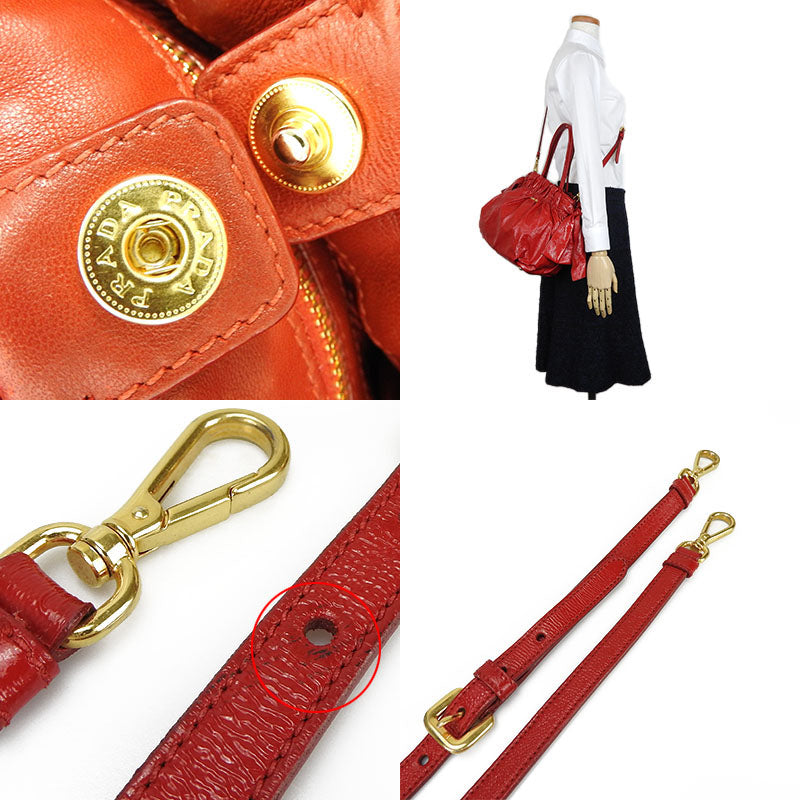PRADA Handbag enamel Red Women Used Authentic
