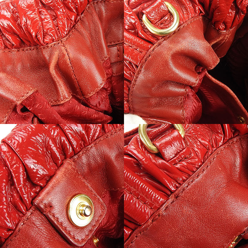 PRADA Handbag enamel Red Women Used Authentic