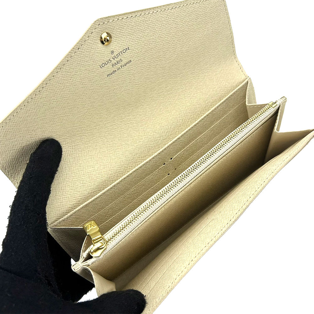 LOUIS VUITTON Long Wallet Purse N63208 Damier Azur white Portefeuille Sarah Women Used Authentic