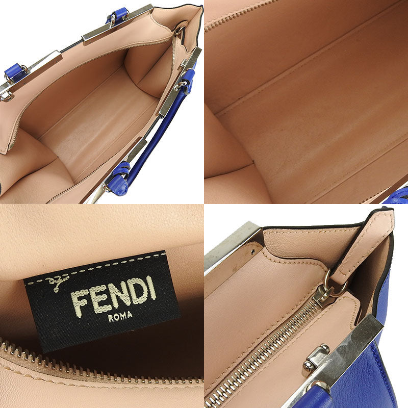 FENDI Handbag 8BH279 leather Blue type Trois Jules Women Used Authentic