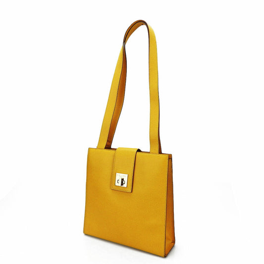 CELINE Shoulder Bag leather yellow Women Used Authentic