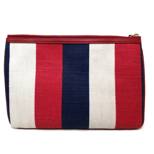 GUCCI Clutch bag 524788 Canvas / leather Red Men's Women Baia de la Silvi stripes unisex(Unisex) Used Authentic