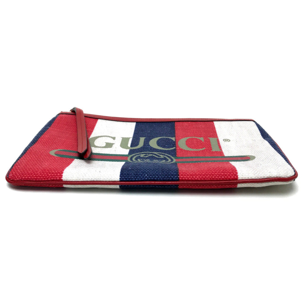 GUCCI Clutch bag 524788 Canvas / leather Red Men's Women Baia de la Silvi stripes unisex(Unisex) Used Authentic
