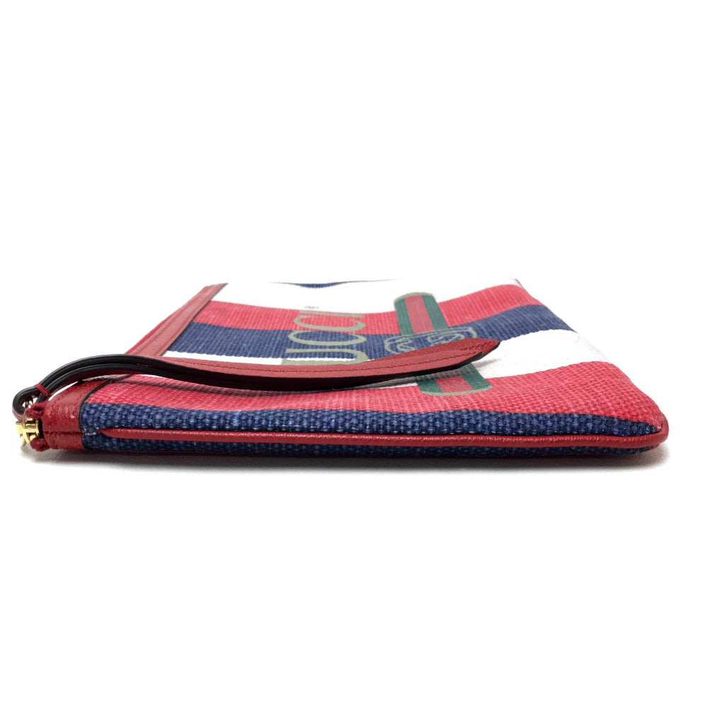 GUCCI Clutch bag 524788 Canvas / leather Red Men's Women Baia de la Silvi stripes unisex(Unisex) Used Authentic