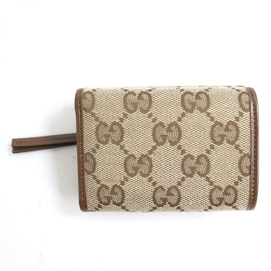 GUCCI Tri-fold wallet Main: Canvas, Part: Leather Beige x brown mens Used Authentic