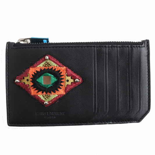 SAINT LAURENT Coin case Main: Leather black mens Used Authentic