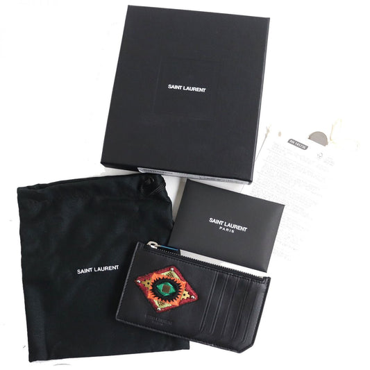 SAINT LAURENT Coin case Main: Leather black mens Used Authentic