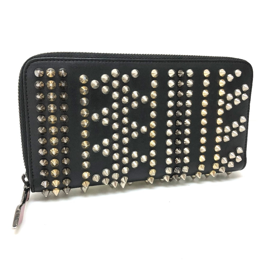 Christian Louboutin Long Wallet Purse 3145073 leather black Panettone spike studs Women Used Authentic