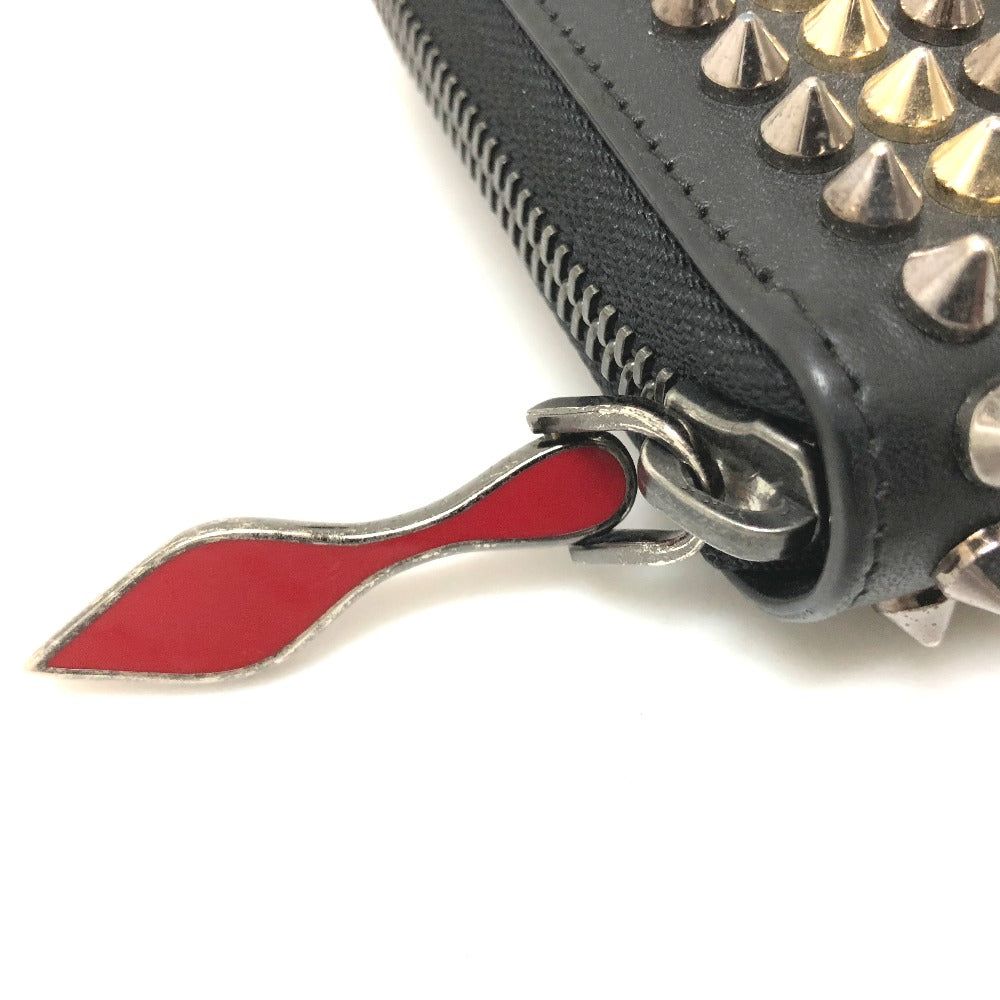 Christian Louboutin Long Wallet Purse 3145073 leather black Panettone spike studs Women Used Authentic