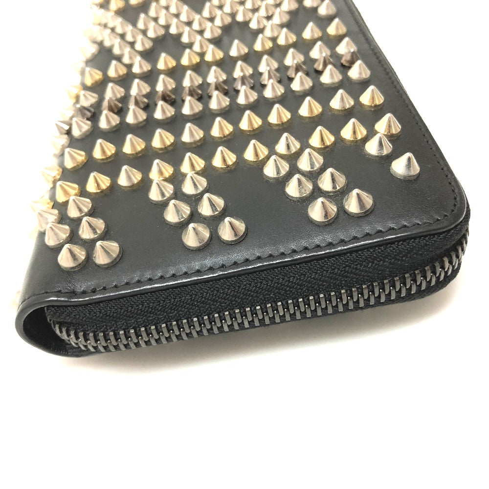 Christian Louboutin Long Wallet Purse 3145073 leather black Panettone spike studs Women Used Authentic