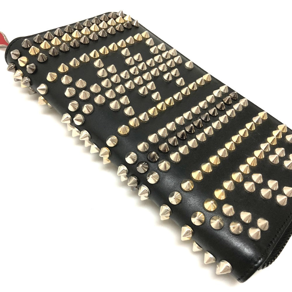 Christian Louboutin Long Wallet Purse 3145073 leather black Panettone spike studs Women Used Authentic