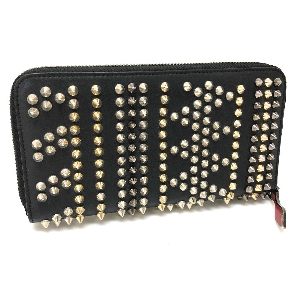 Christian Louboutin Long Wallet Purse 3145073 leather black Panettone spike studs Women Used Authentic