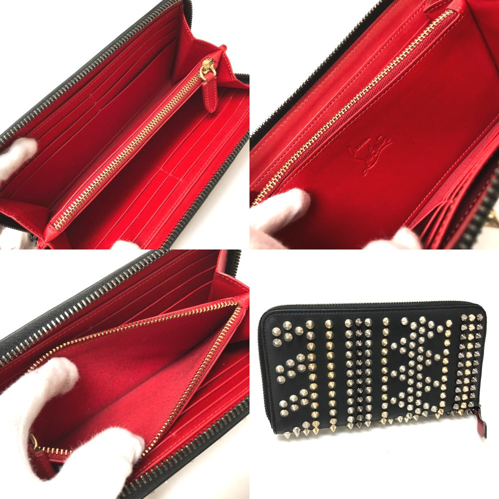 Christian Louboutin Long Wallet Purse 3145073 leather black Panettone spike studs Women Used Authentic