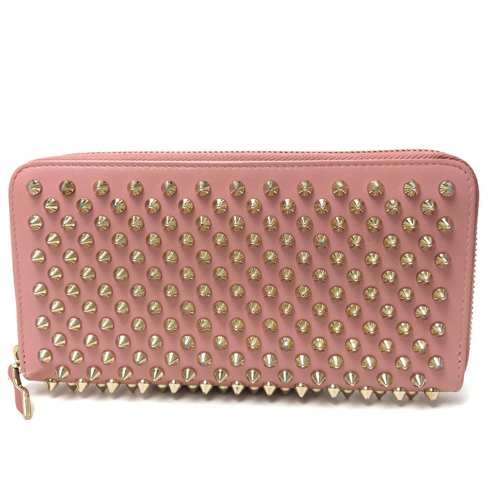 Christian Louboutin Long Wallet Purse 1165065 leather pink Panettone spike studs Women Used Authentic