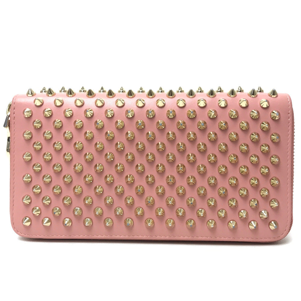 Christian Louboutin Long Wallet Purse 1165065 leather pink Panettone spike studs Women Used Authentic