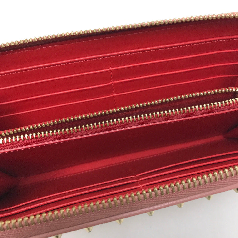Christian Louboutin Long Wallet Purse 1165065 leather pink Panettone spike studs Women Used Authentic