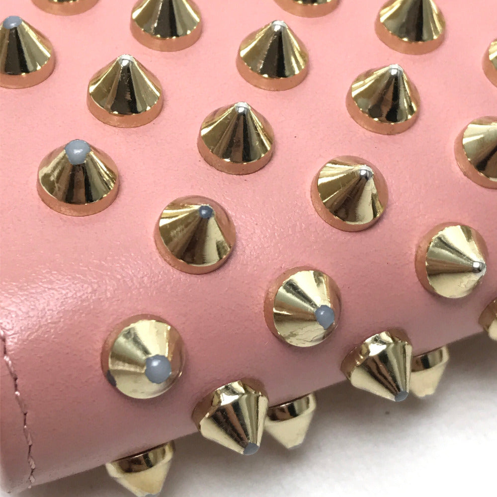 Christian Louboutin Long Wallet Purse 1165065 leather pink Panettone spike studs Women Used Authentic