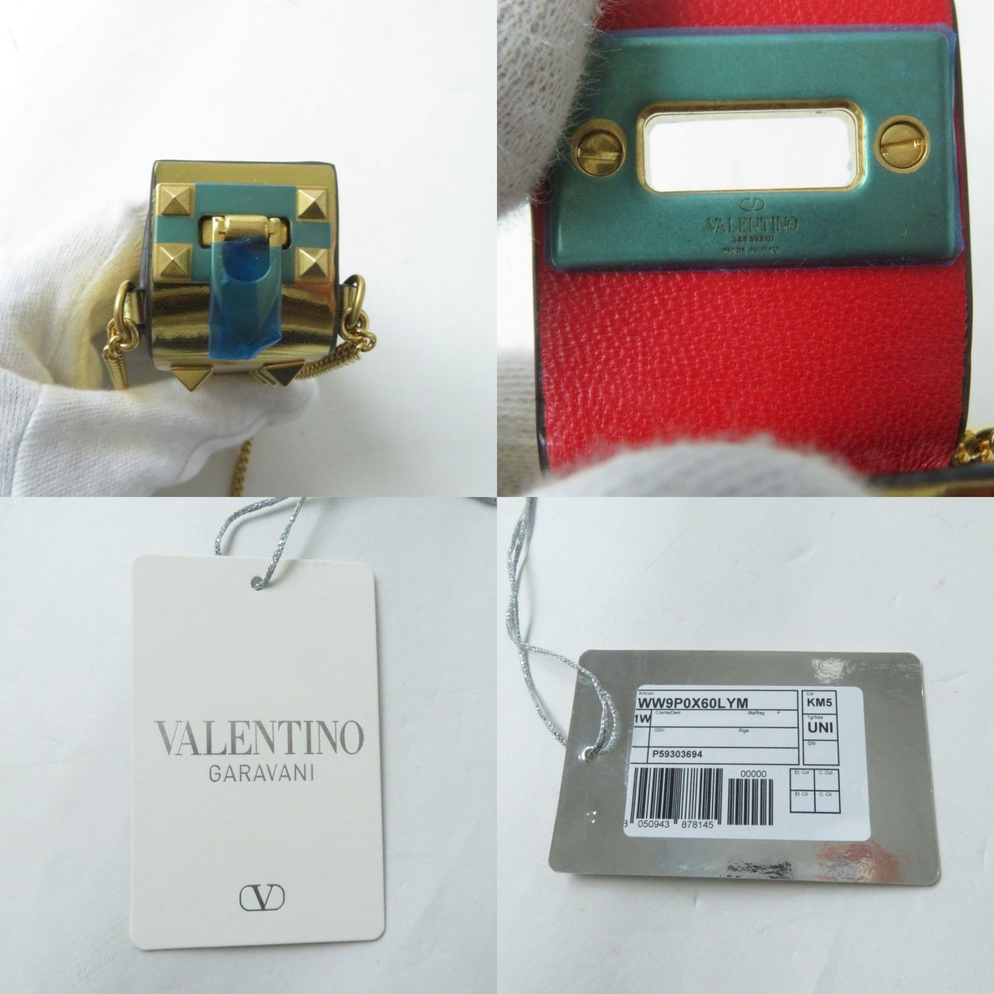 VALENTINO Other bag WW9P0X60LYM Leather, Studs gold Lip case ChainShoulder Women Used Authentic