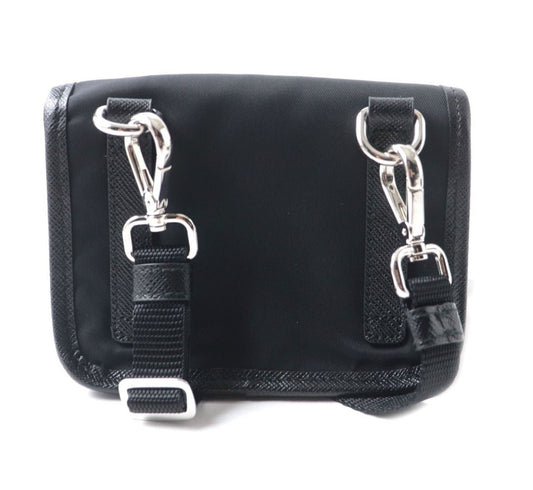 PRADA Pouch Main: Nylon leather, Main: Re-Nylonx Saffiano leather black Women Used Authentic