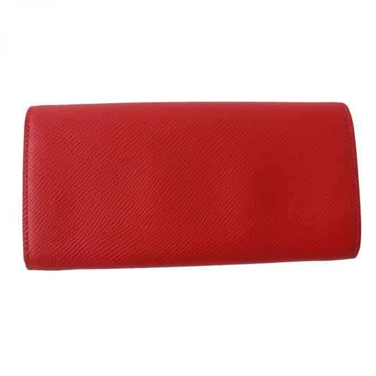 CELINE Long Wallet Purse Main: Leather Red x Gold Metal Women Used Authentic