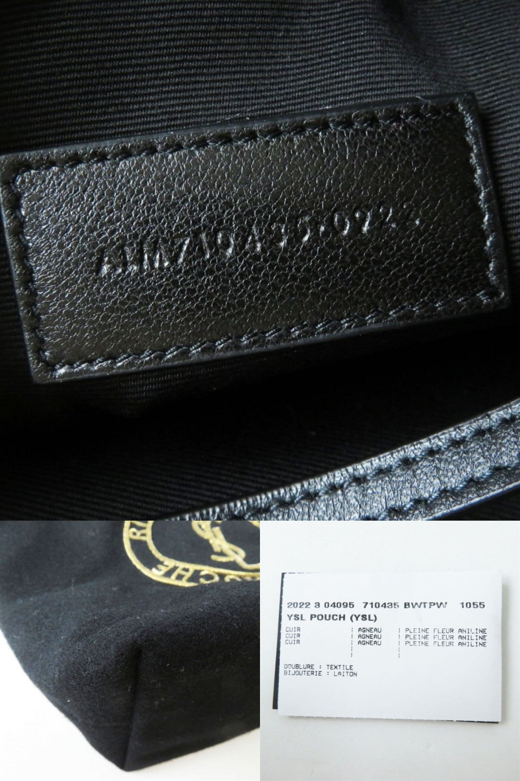 SAINT LAURENT Pouch Main: Wool, Main: Leather Black x Gold Women Used Authentic