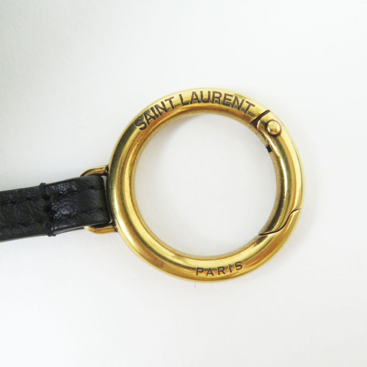 SAINT LAURENT Pouch Main: Wool, Main: Leather Black x Gold Women Used Authentic