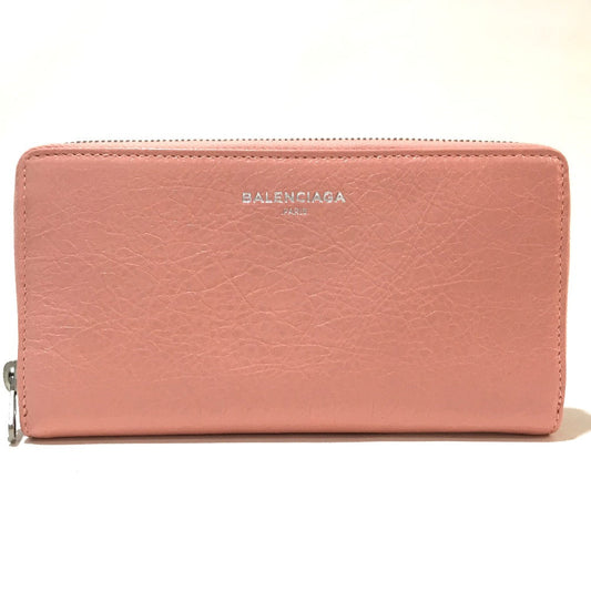 BALENCIAGA Long Wallet Purse 419805 leather pink beige Exclusive Wallet Women Used Authentic
