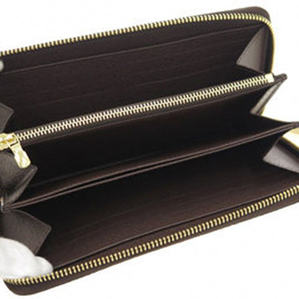 LOUIS VUITTON Long Wallet Purse N41661 Damier canvas Brown Zip Around Damier Zippy wallet mens(Unisex) Used Authentic