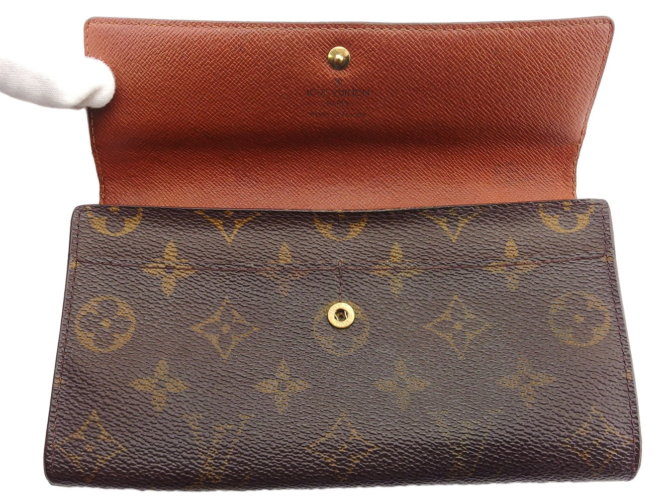 LOUIS VUITTON Long Wallet Purse M61725 Brown beige Pochette Porto Monécredi