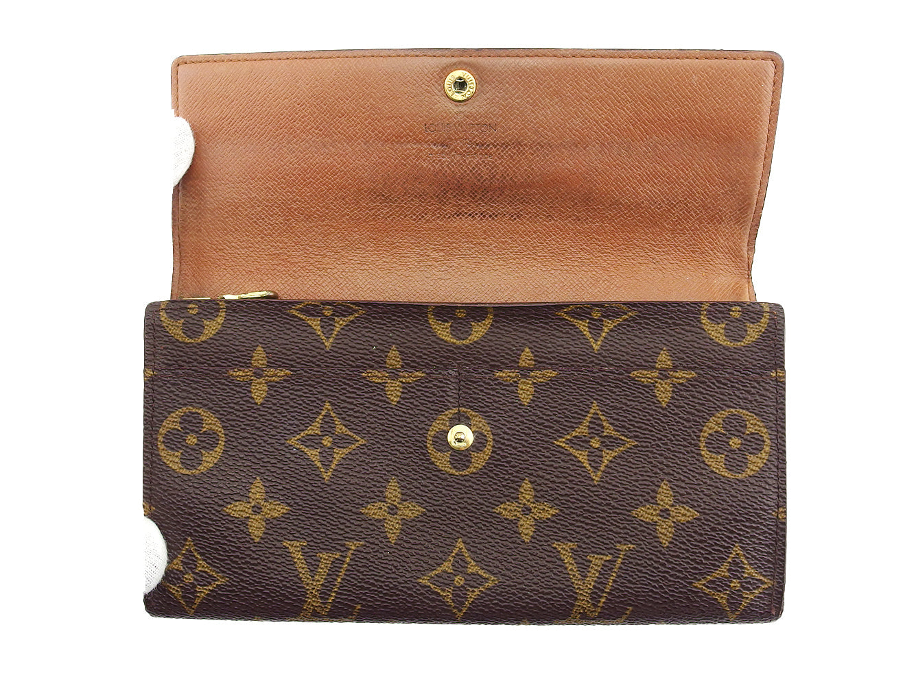 LOUIS VUITTON Long Wallet Purse M61725 Brown beige Pochette Porto Monécredi