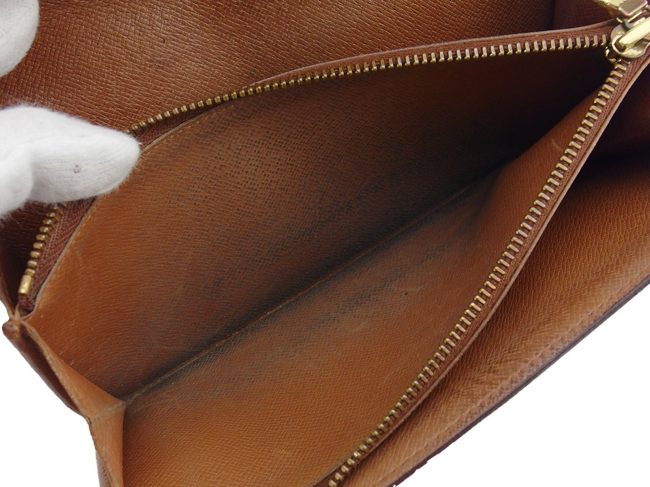 LOUIS VUITTON Long Wallet Purse M61725 Brown beige Pochette Porto Monécredi