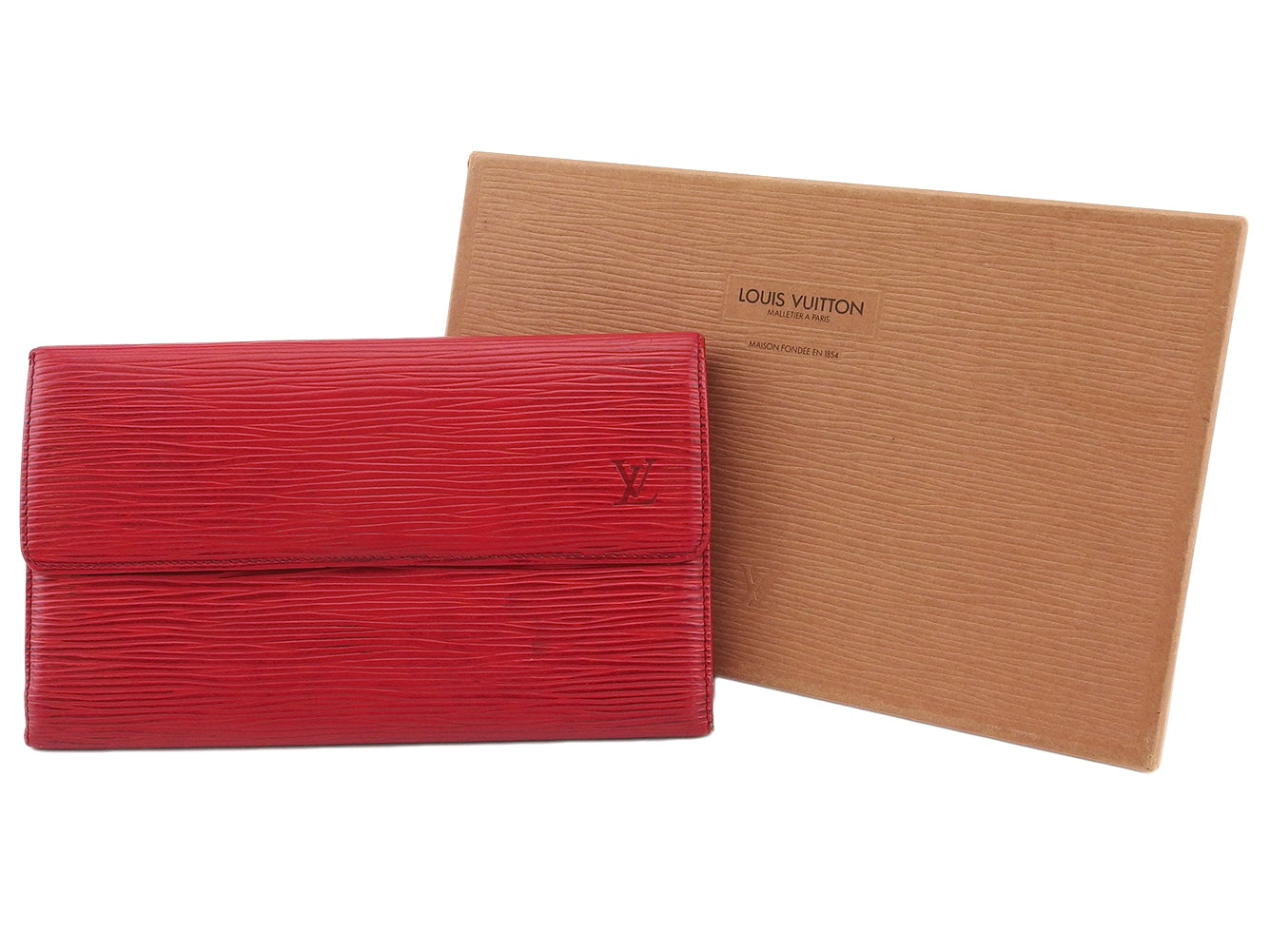 LOUIS VUITTON Tri-fold wallet Red Porte Tresor International