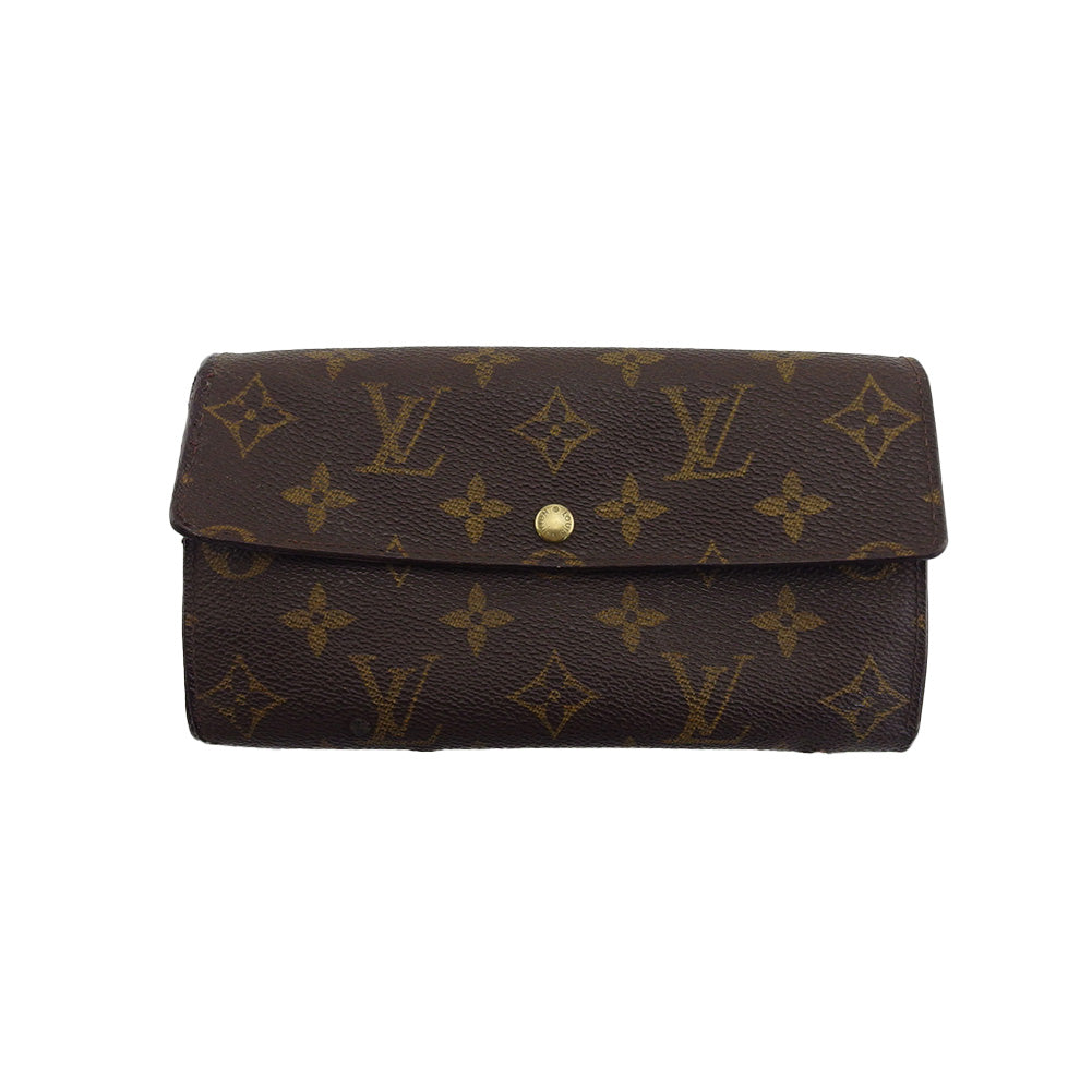 LOUIS VUITTON Long Wallet Purse Brown x beige Pochette Porto Monécredi