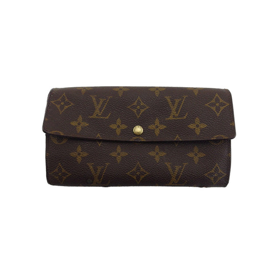 LOUIS VUITTON Long Wallet Purse Brown x beige Pochette Porto Monécredi