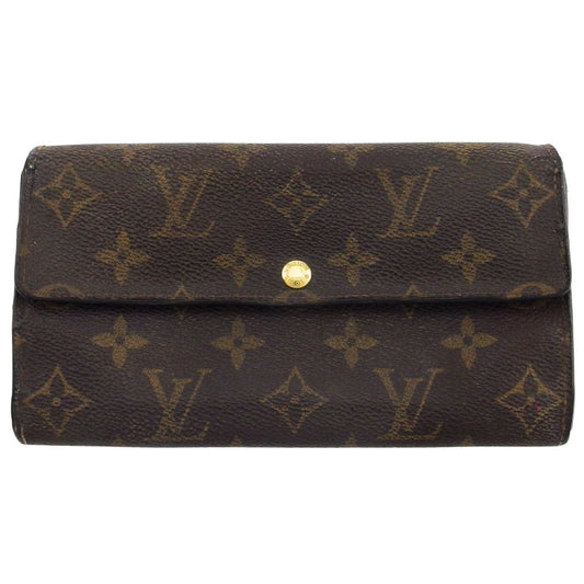 LOUIS VUITTON Long Wallet Purse M61725 Brown beige Pochette Porto Monécredi
