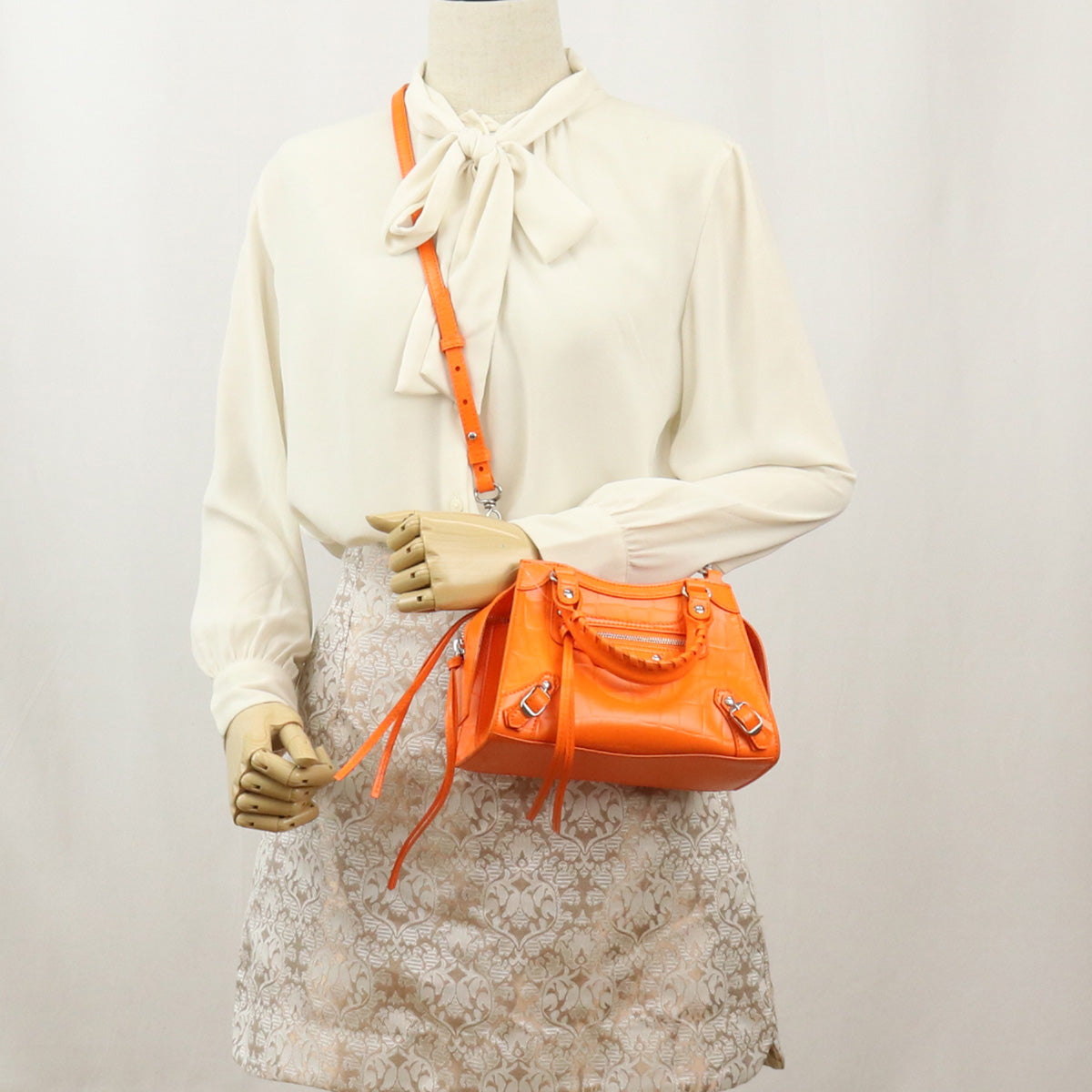 BALENCIAGA 638524 neo classic city mini Handbag shoulder bag 2WAY leather orange Women