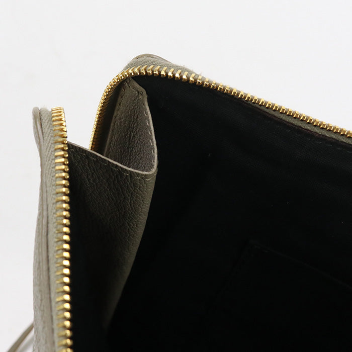 BALENCIAGA 390186 Clutch bag metal edge L-shaped clutch bag leather.Goatskin gray mens Used Authentic