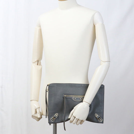 BALENCIAGA 390186 Clutch bag leather gray mens Used Authentic