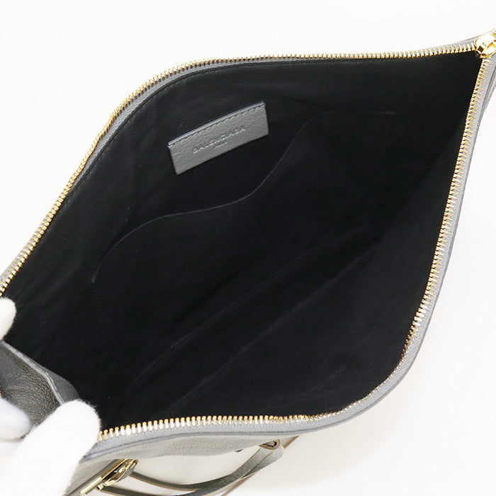 BALENCIAGA 390186 Clutch bag leather gray mens Used Authentic