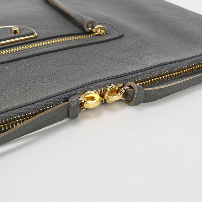 BALENCIAGA 390186 Clutch bag leather gray mens Used Authentic
