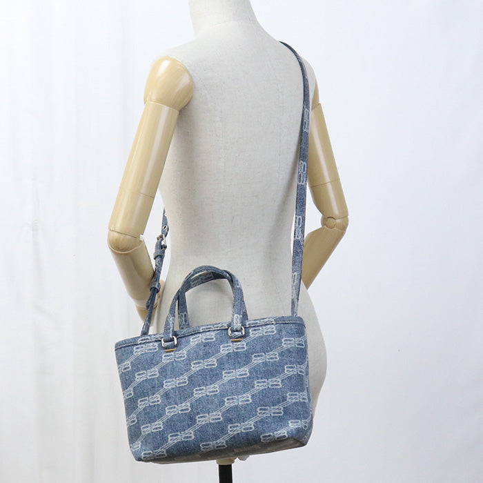 BALENCIAGA 702699 2WAYTote Bag Tote denim blue Women Used Authentic