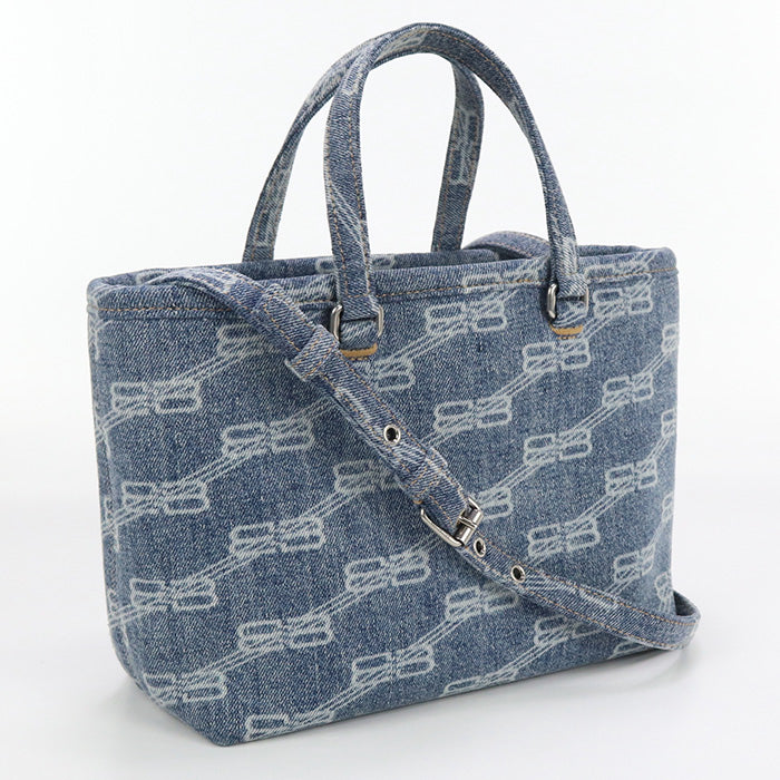BALENCIAGA 702699 2WAYTote Bag Tote denim blue Women Used Authentic