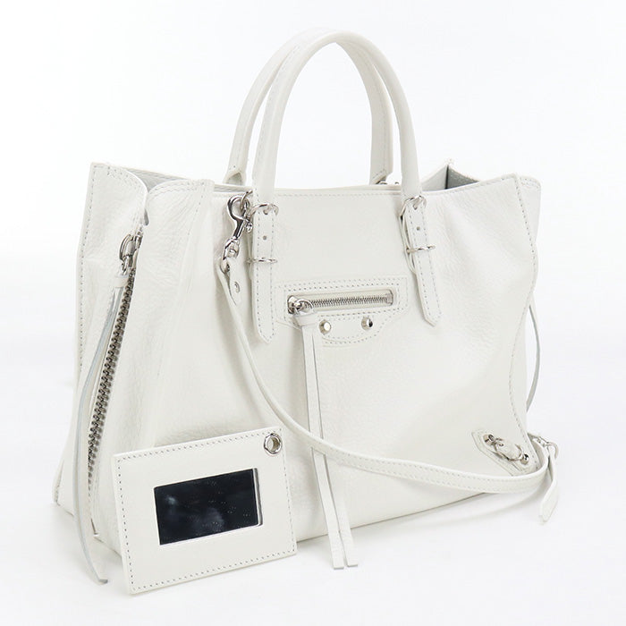 BALENCIAGA 370926 Tote Bag Paper A6 2WAY Tote Bag leather white Women