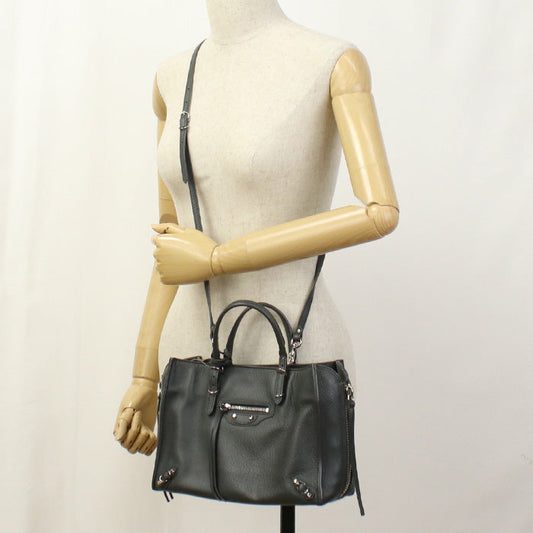 BALENCIAGA 370926 Tote Bag paper 2WAY handbag leather black Women